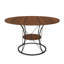 Table de salle à manger ronde extensible brune avec tablette de rangement, table industrielle en bois de 43 po à 59 po pour 4-6