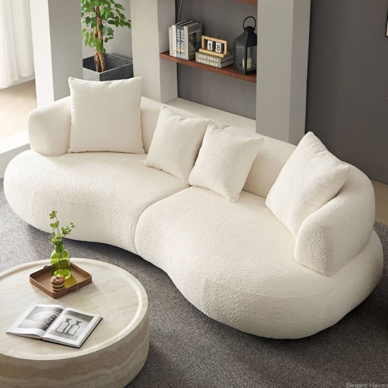 Canapé de style italien à lumière luxueuse, Blanc