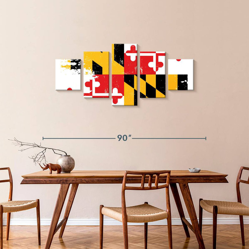 Drapeau de style grunge du Maryland, H 34 po x l 74 po