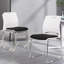  Stacking Office Guest Chair, Reception Stackable Chairs with Metal Sled Base, Conference Lobby Waiting Training School Kitchen Banquet Chair, Plastic Desk Chairs No Wheels, White, 4 Pack