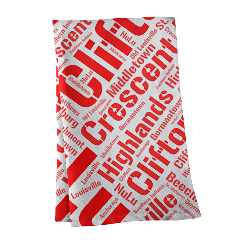 Cotton Tea Towel Kitchen Towel, Red, Louisville