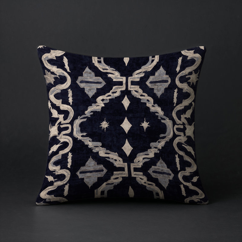 Coussin décoratif intérieur et extérieur Modern, Mauve / géométrique 1, Carré 18 po