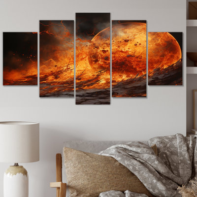Planète Io Fiery II, impression sur toile, 5 panneaux