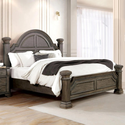 Wooden Eastern Bed With Bell-Shaped Headboard