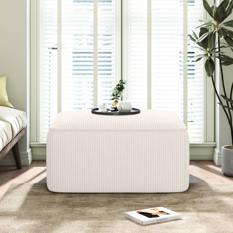 Carré en velours côtelé beige rembourré, avec système de ressorts ensachés pour le luxe, l 30,6 x P 16,24 H construit pour une utilisation à long terme dans les maisons,
