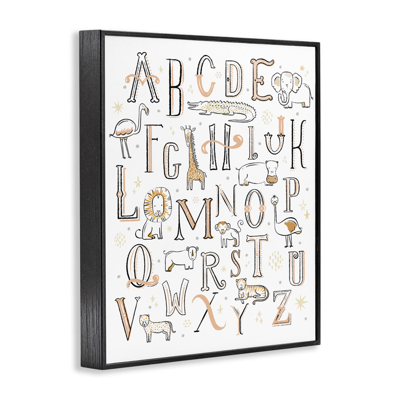Art graphique de l'alphabet de la chambre de bébé Abdualeem, Giclée encadrée noir minuit, H 14 po x l 11 po