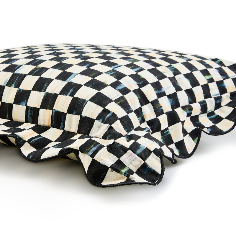 Courtly Check Reversible Scalloped Pillow, Square 20"