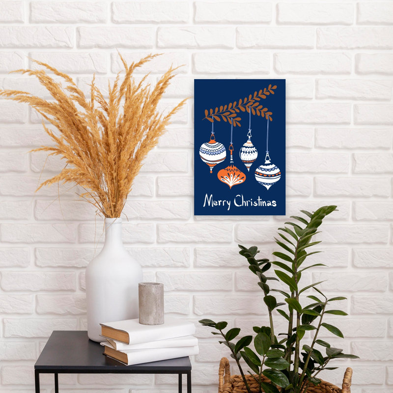 «Whimsical Christmas Ornaments Classic Elegant Modern Winter Landscape», reproduction d'art mural, 18" H x 12" W