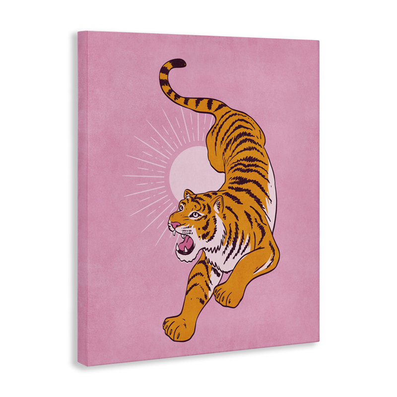 Art mural sur toile Preppy Roaring Tiger par Nataly White, H 40 po x l 30 po