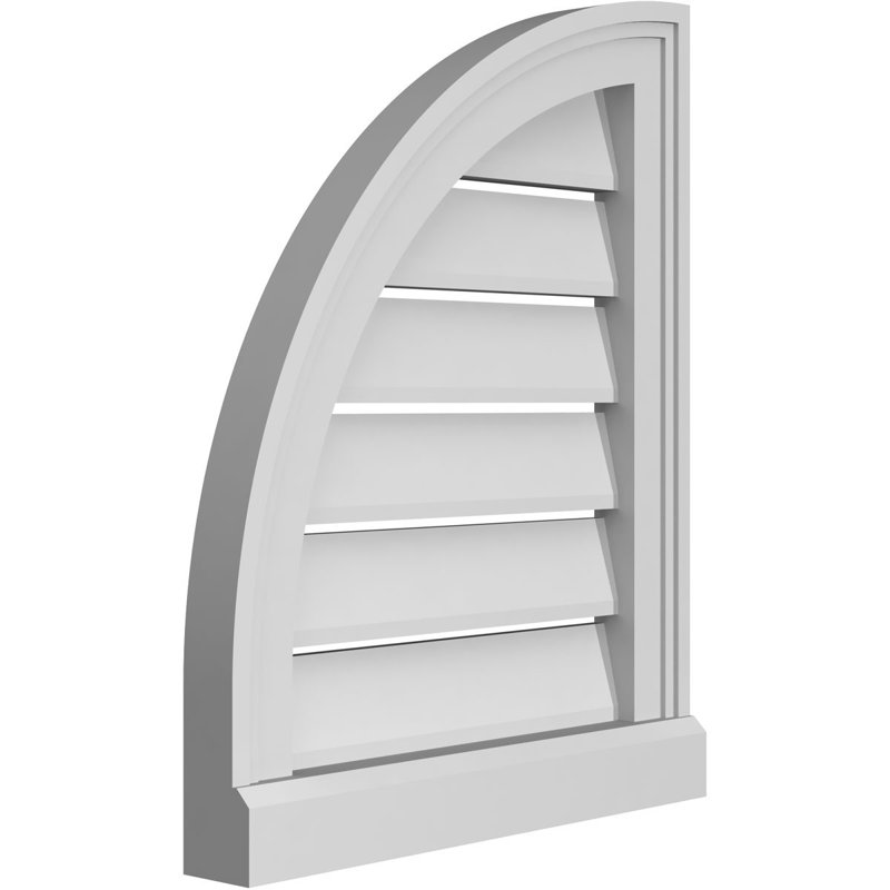 Quarter Round Left Surface Mount Signature Urethane Functional Gable Vent, Primed Tan, 30" H x 16" W x 1" D