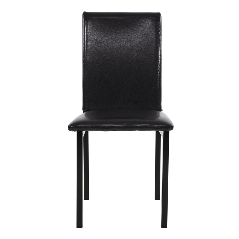 5 pièces pour salle à manger avec plateau en faux marbre et 4 chaises en métal noir pour table rembourrée en cuir