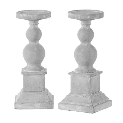 Bougeoirs de pilier en ciment - Ensemble de 2 - Gris