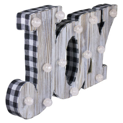 Lighted 3D Wooden "JOY" Christmas Decoration - 14"