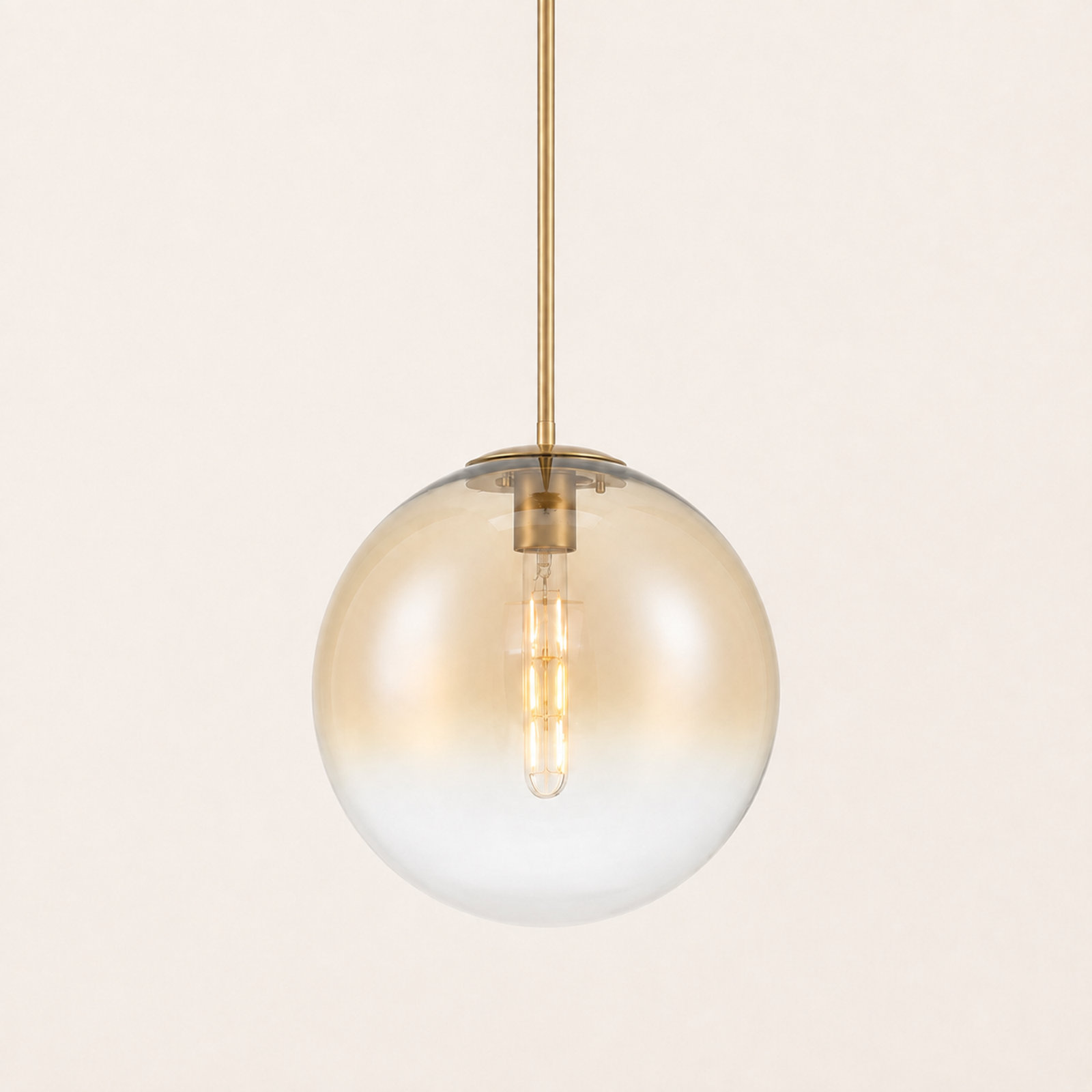 Dimmable Glass Globe Single Light Pendant, Brushed Gold
