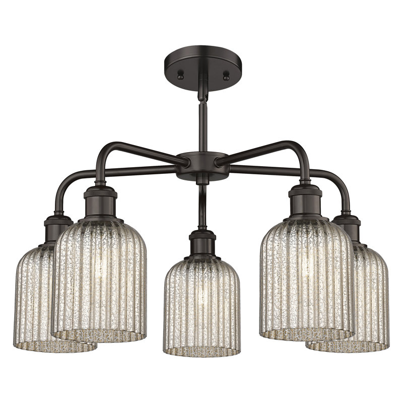 Lustre suspendu à 5 lumières de 23 po Ballston - Trig, Mercure, Bronze frotté à l'huile