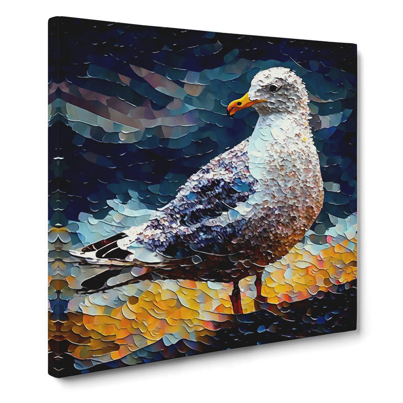 Seagull Neo-Impressionism - Wrapped Canvas, 50cm H x 50cm W x 3cm D