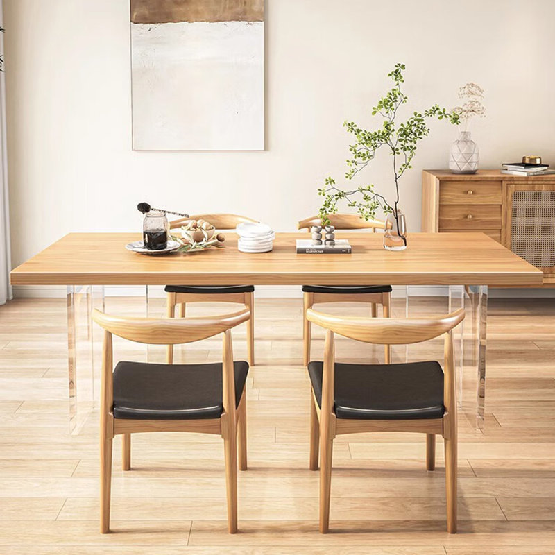 Table de salle à manger flottante moderne et minimaliste en acrylique, H 29,53 po x L 62,99 po x l 29,53 po
