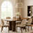 Lina Dining Table, 79 Inch Rectangular, Wide Panel Legs, Walnut Brown Wood