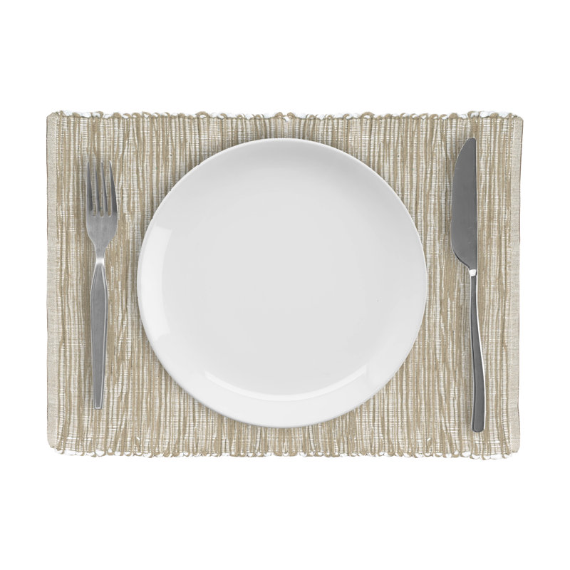 Aaronisha Cotton Blend No Pattern Rectangle, Sand, Placemat 13" W x 19" D