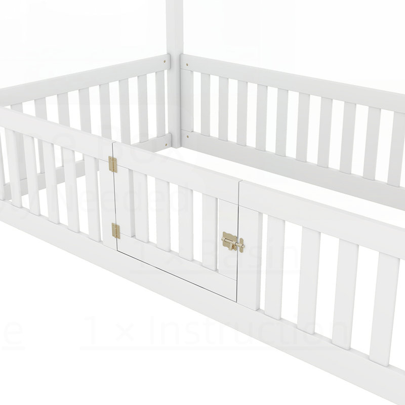 Lit en forme de maison Imaginative, Lit simple, Blanc