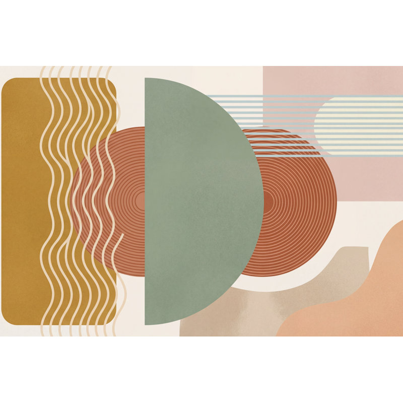 Murale géométrique moderne de style vert pâle, 140"x108", Peler et coller
