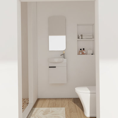 Meuble-lavabo autoportant à fermeture en douceur avec lavabo