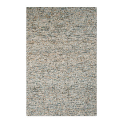 Blue Beige Wool Handmade Solid Hand Tufted Rectangle Indoor Area Rug