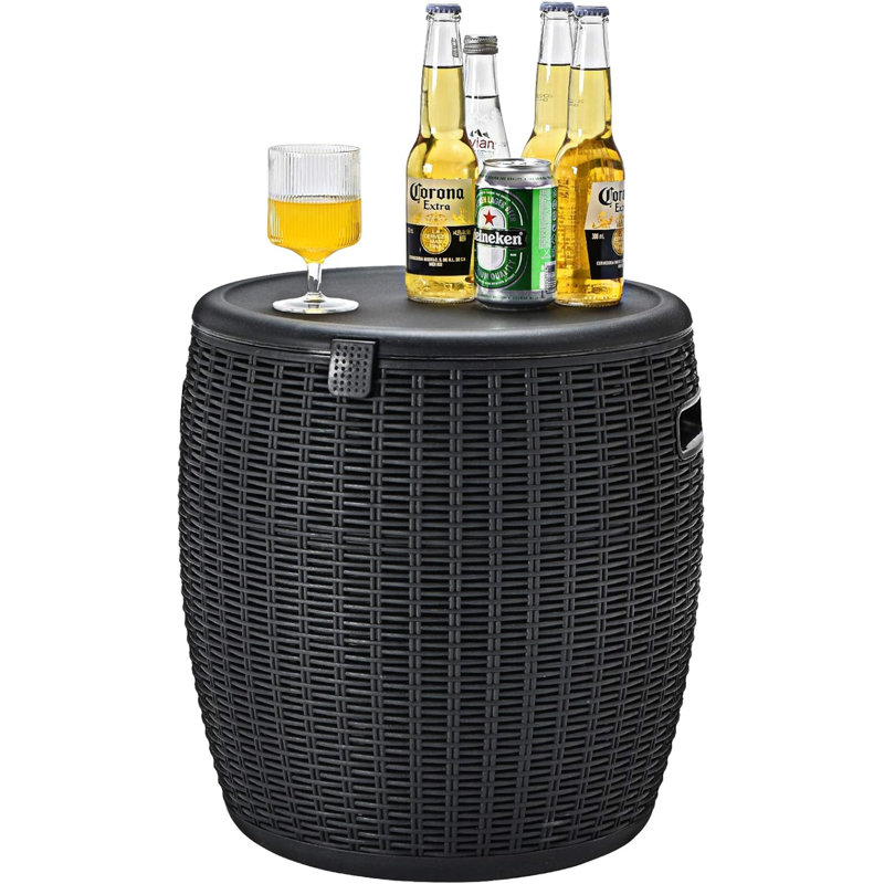  Seau à glace en rotin, capacité de 36 L, résistant aux intempéries et aux rayons UV, fabrication en polypropylène durable