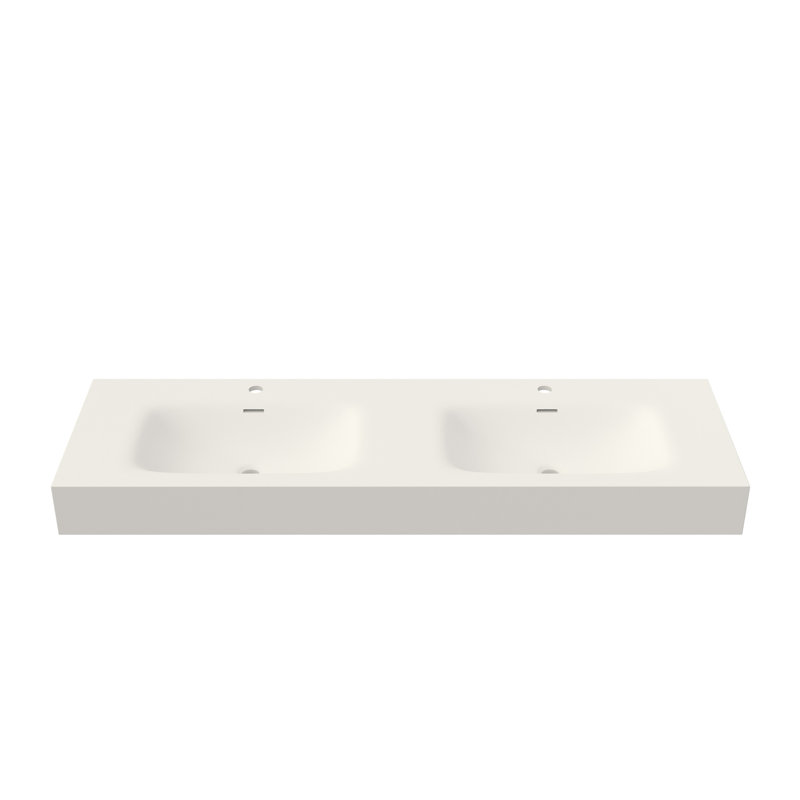Lavabo de salle de bain en résine solide pour salle de bain, ton blanc mat, profondeur de 60,97 po, largeur de 17,7 po, hauteur de 5,21 po, hauteur de 60,38 lb, qui s'adapte aux différentes conceptions