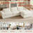 Balendin Boneless Feather Down L-Shaped Sectional Sofa, Apartment Couch with Ottoman,Modular-1506986623