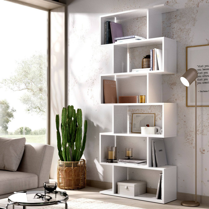 Ayofemi Geometric Bookcase, White