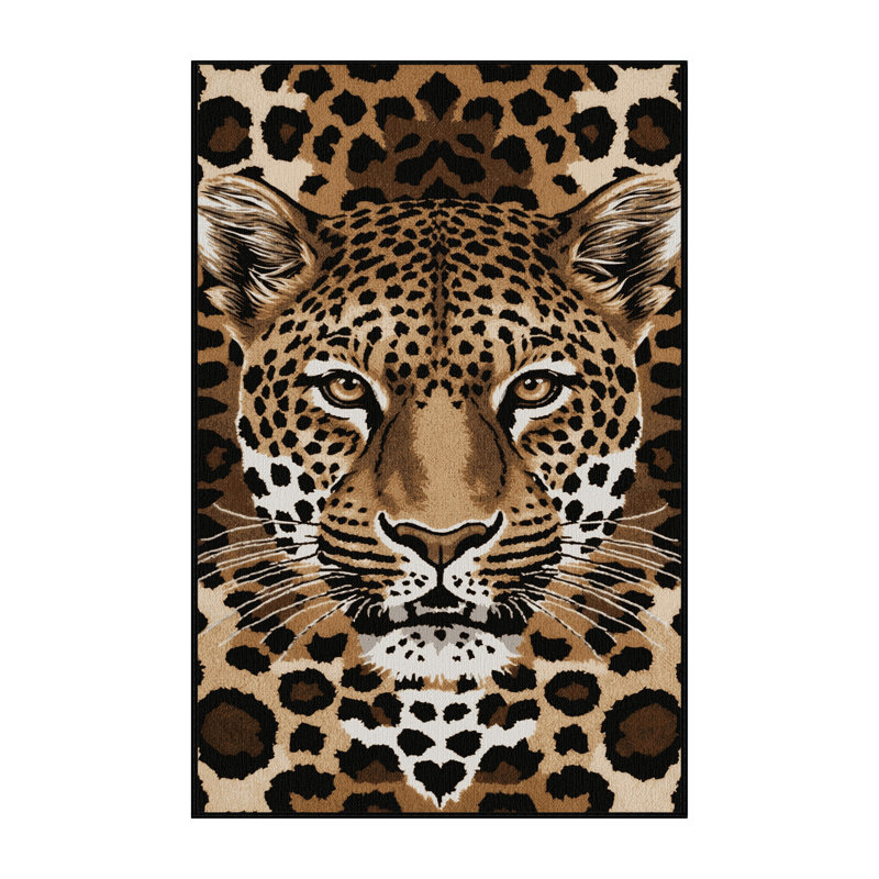 Washable Javan Leopard Big Cats Area Rug, Rectangle 5' x 7'