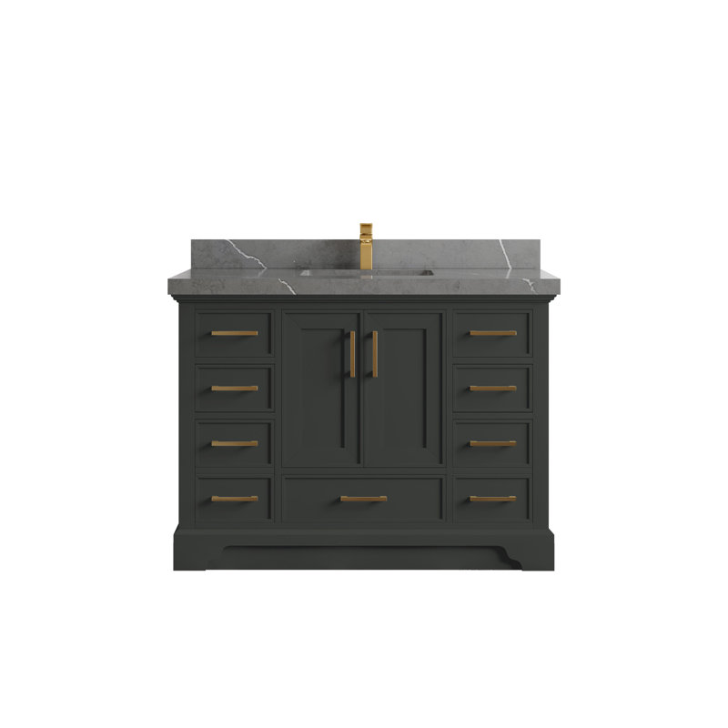 Charlotte 48'' Single Bathroom Vanity with Top, Piatra Gray