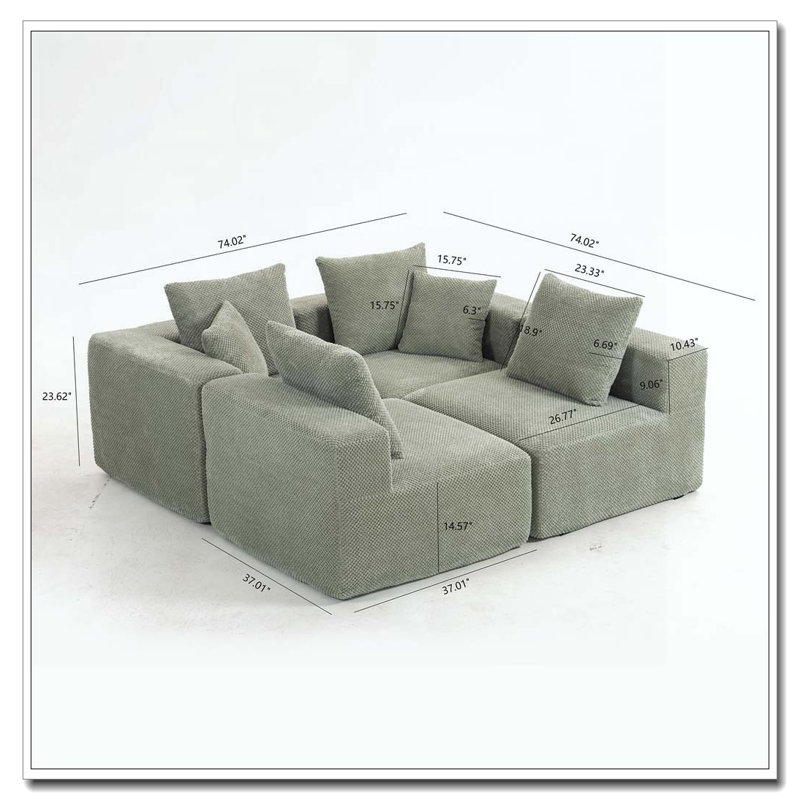 Canapé modulaire modulaire, Vert clair