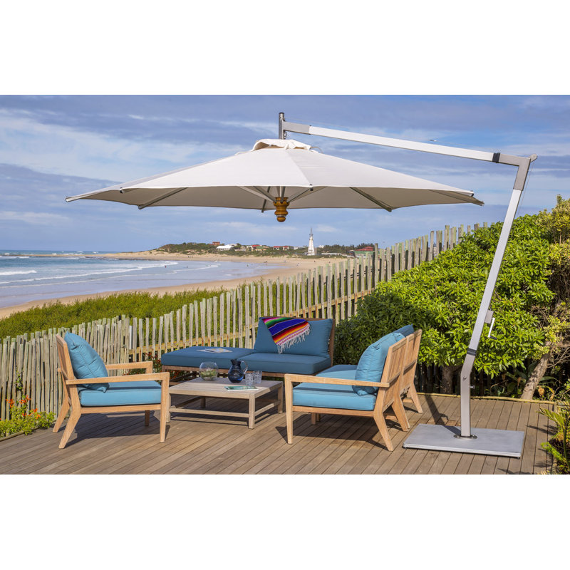 Pendulum 13.1' Round Cantilever Umbrella, Canvas Canvas Sunbrella® Canvas, Double Stack Plate - Large