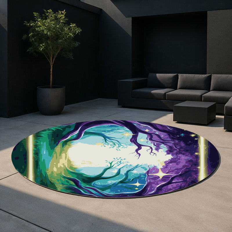 Hidden Haven Indoor And Outdoor Area Rug, Round 5'