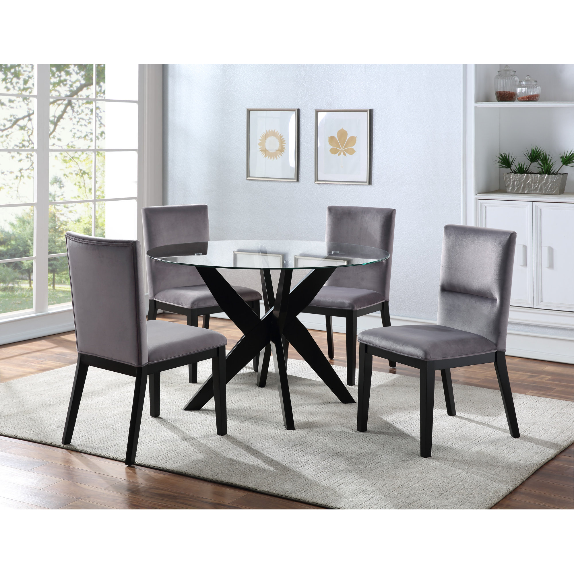 Vosburg 48'' Round Dining Table, Black