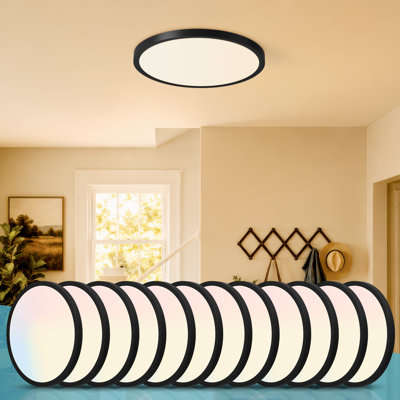Plafonnier encastré 5,4 pouces à DEL 5,4 pouces （2700K / 3500K / 4000K / 5000K / 6500K） Luminaire de plafond réglable à intensité variable de 12 W pour la cuisine, la chambre à coucher, le couloir, le porche et la salle de lavage