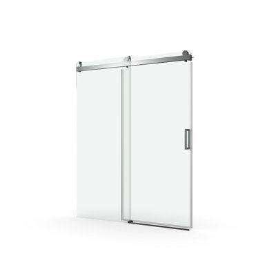 56" - 60" W X 76" H Frameless Soft-Closing Single Sliding Shower Door, 3/8" (10Mm) Tempered Glass With Easy-Cleaning Nano-Coating, Matte Black