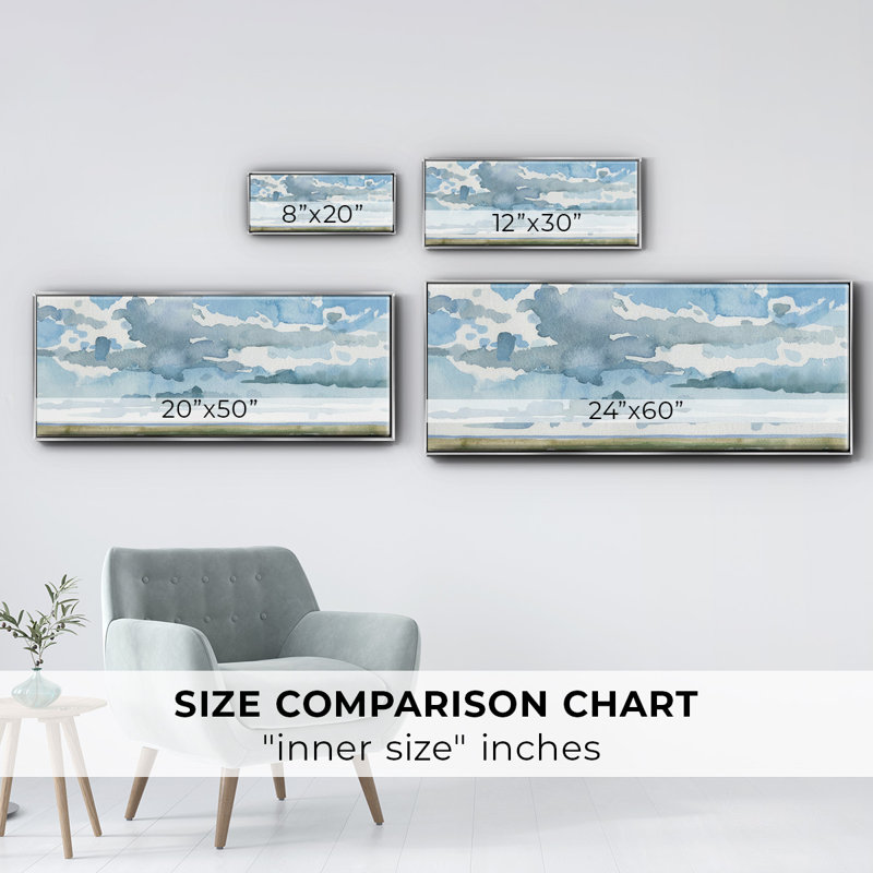 Open Sky Study II - toile encadrée, Argent, H 12 po x l 30 po x P 1,5 po