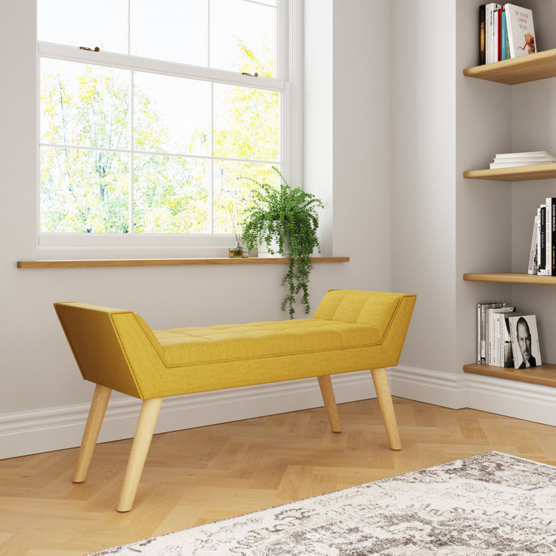 Cauley Upholstered Bench, Mustard