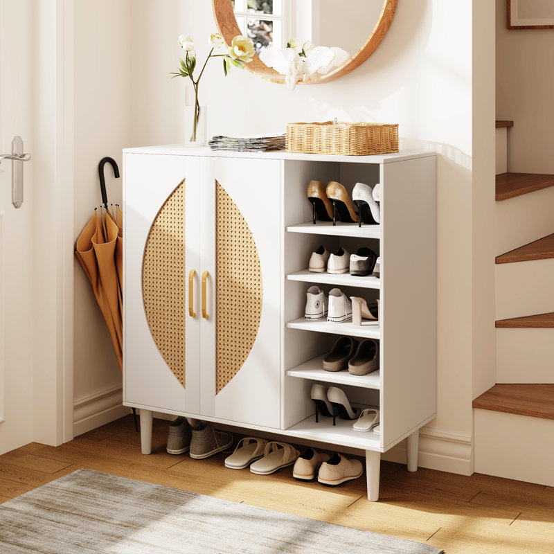 Armoire de rangement pour 20 paires de chaussures avec 2 portes et 8 tablettes réglables pour le vestibule