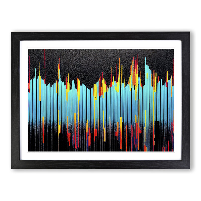 XH1022-7253X Quirky Abstract Art - Single Picture Frame Print, 46cm H x 64cm W x 2cm D, Black Framed