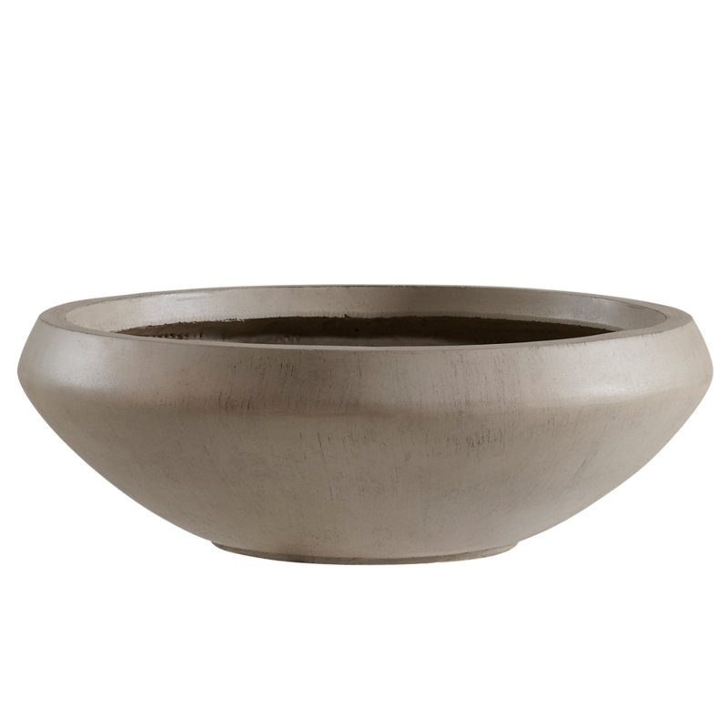 Concrete Bowl Planter, 23.3 Inch Dia x 8 Inch Height, Extra Large Succulent Pot with Drain Hole, 21-inch Opening Flowerpot for Herbs, Bonsai, and Shallow-root Plants, Concrete Planters for Indoor Outdoor Garden, Patio Decor, Large-Natural