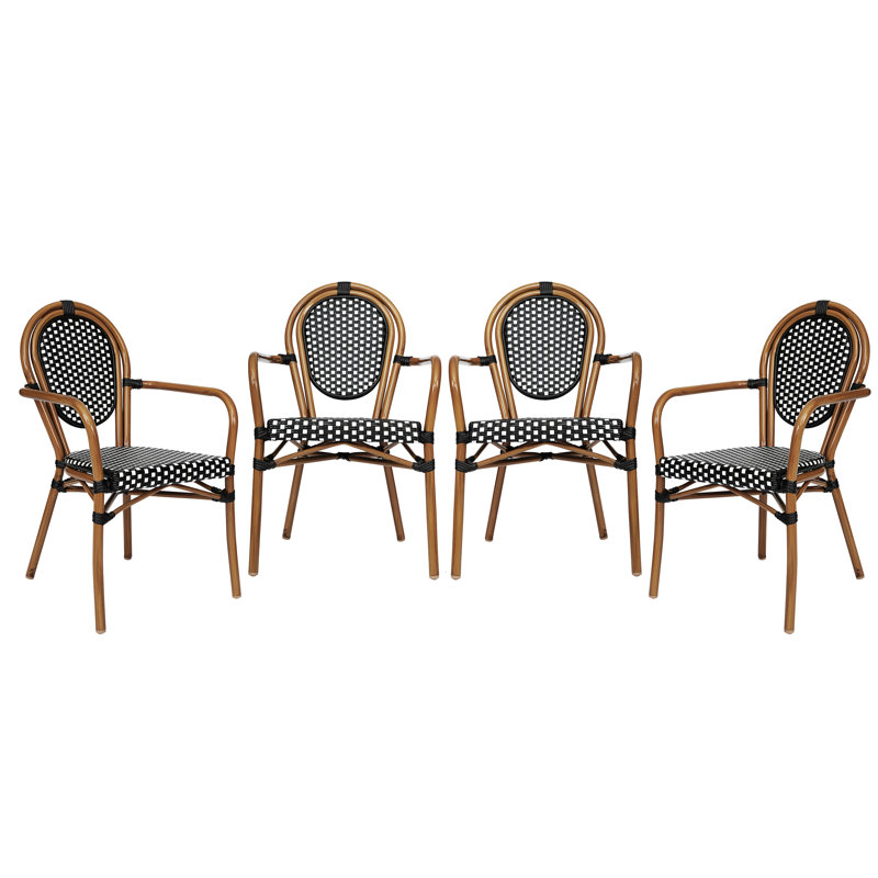 Chaises Paris empilables Comeaux, Noir / blanc / naturel