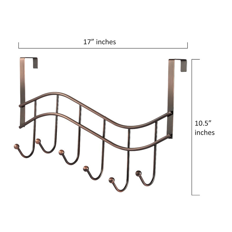 Heavy Duty Over The Door Hanger Hanging Rack 6 Hooks Organizer, Brown