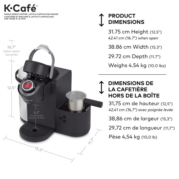 Mousseur à lait Keurig pour lattes et cappuccinos, avec fonction chaud et  froid 