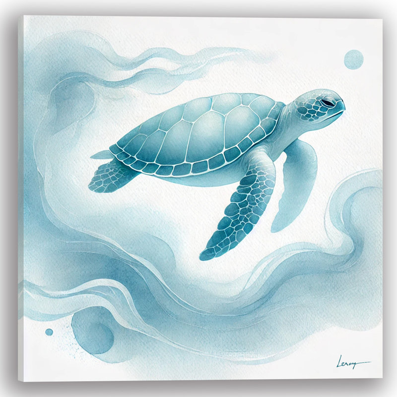«Ocean Blue Turtle», art mural sur toile tendue, H 12 po x l 12 po