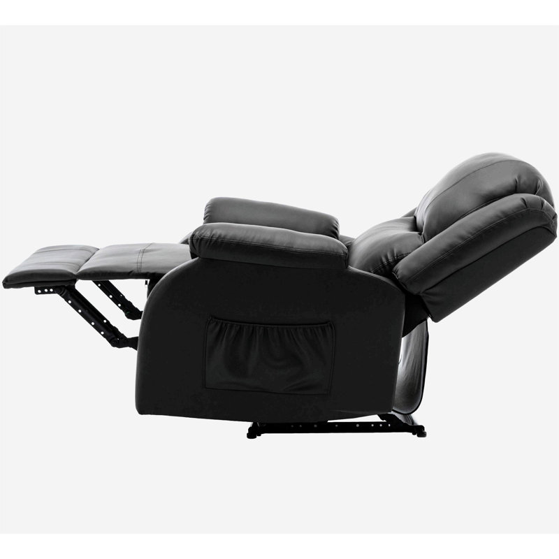 Laekyn Faux Leather Manual Rocker Recliner, Black
