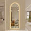 Miroir mural pleine longueur 65 po x 21 po à DEL, arche symétrique avec bordure en verre givré, éclairage à température de couleur à intensité variable 3, verre argenté sans cuivre, câblé ou à brancher